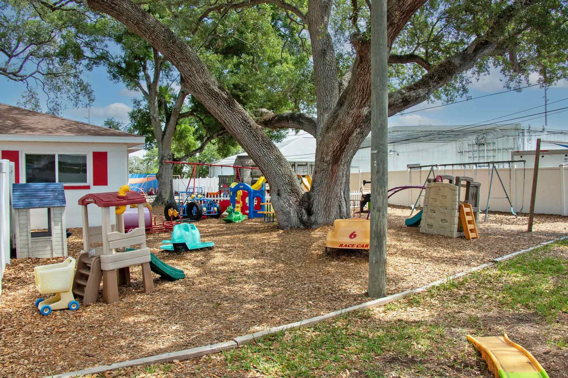 Spacious outdoor playground at A Child's Choice daycare center in Pinellas Park